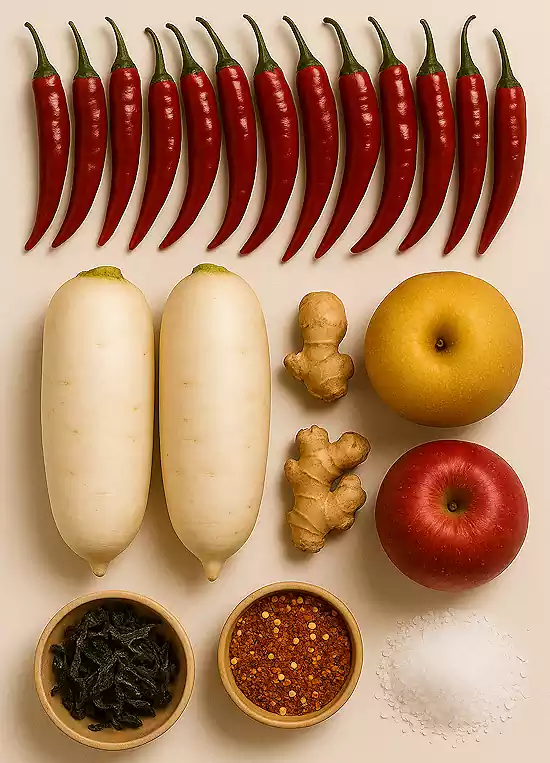 Korean Temple Food in Winter : Seasonal Vegan Recipes for a Healthy Cold Season 7 18Korean Temple Food in Winter_Seasonal Vegan Recipes_Dongchimi_Ingredients