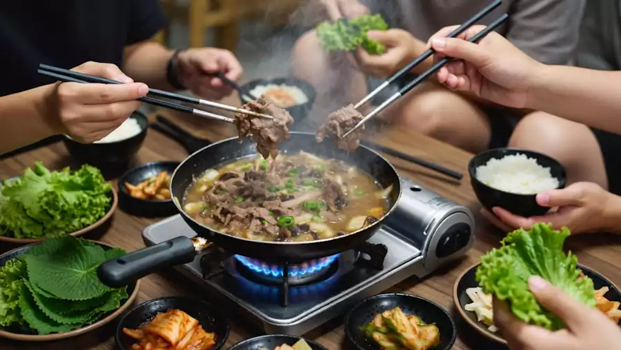 What Is Bulgogi? A Complete Guide to Korean BBQ Favorite | 불고기 2 Home cooking beef bulgogi on a portable gas stove_Korean BBQ