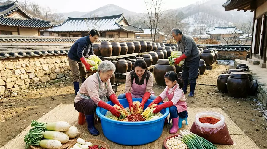 Traditional Korean Kimchi Storage: How Onggi Pots Kept Food Fresh Naturally 4 Korean winter kimchi making tradition kimjang culture